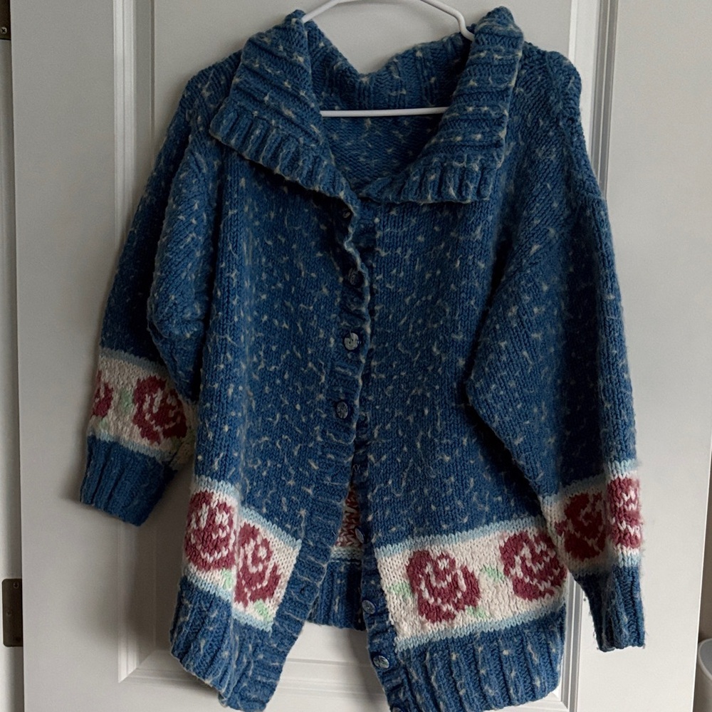 Vintage blue rose cardigan